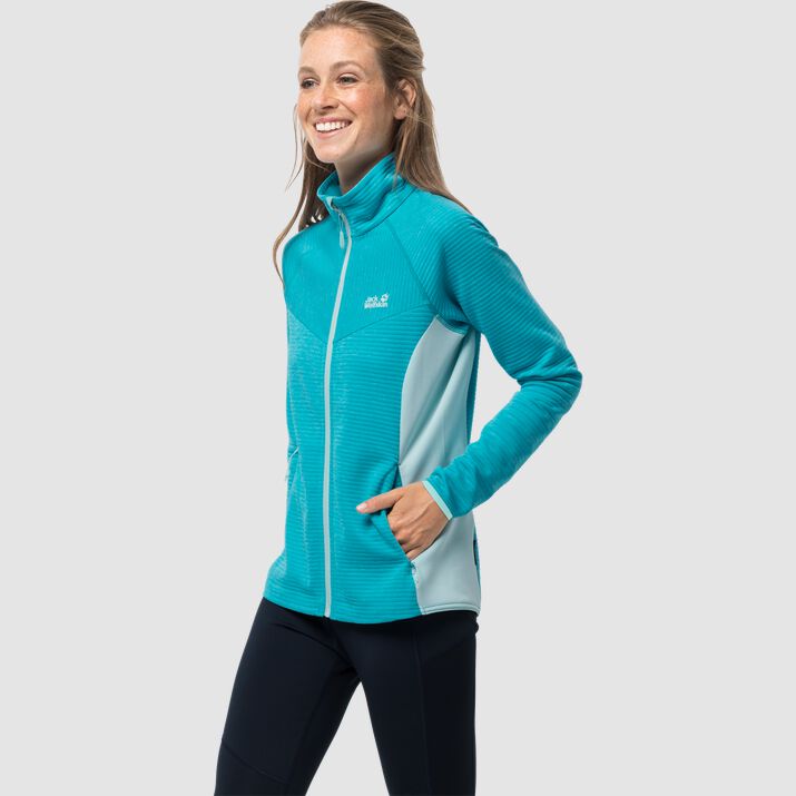 Jack Wolfskin Womens Active Tongari Fleece Jacket Light Turquoise 357290GOP